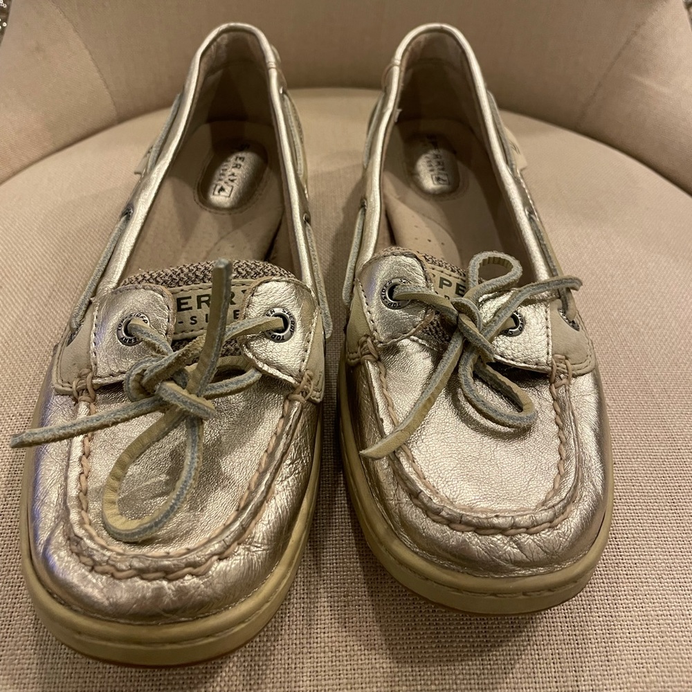 Sperry Slides Gold and Tan size 7